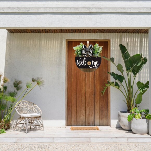 12 Interchangeable Wood Front Door Welcome Sign Wreath with Seasonal Designs 12" - Picture 4 of 10